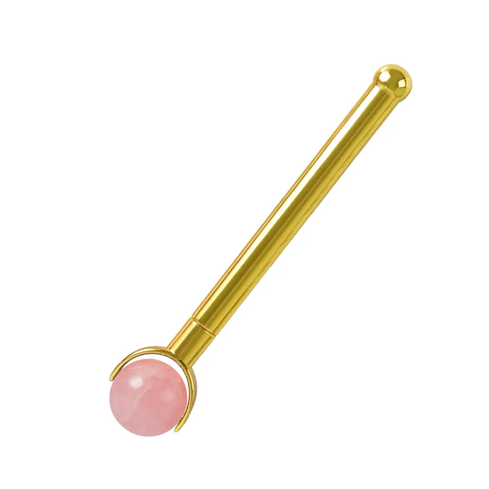 Jade Roller Gezichtsmassager Anti-aging Huidverzorgingshulpmiddel voor gezichtsmassage met glad metalen handvat Lichtgewicht draagbaar Roze en