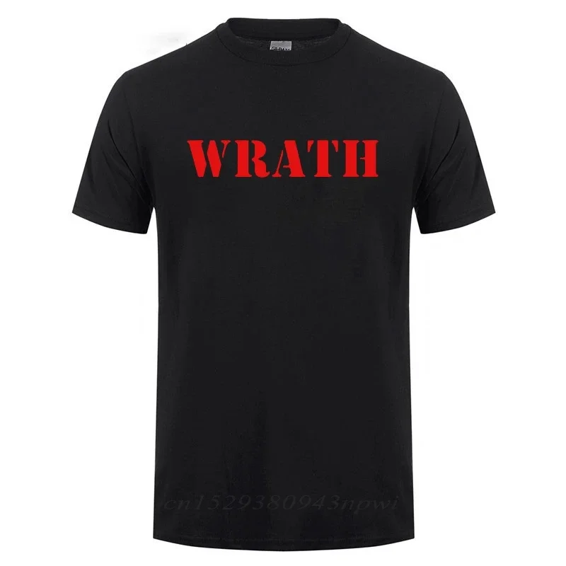 Limited WRATH Natural Selection Logo Printed T Shirt For Men Male Cotton Short Sleeve Streetwear O Neck Funny T-Shirt Tshirt