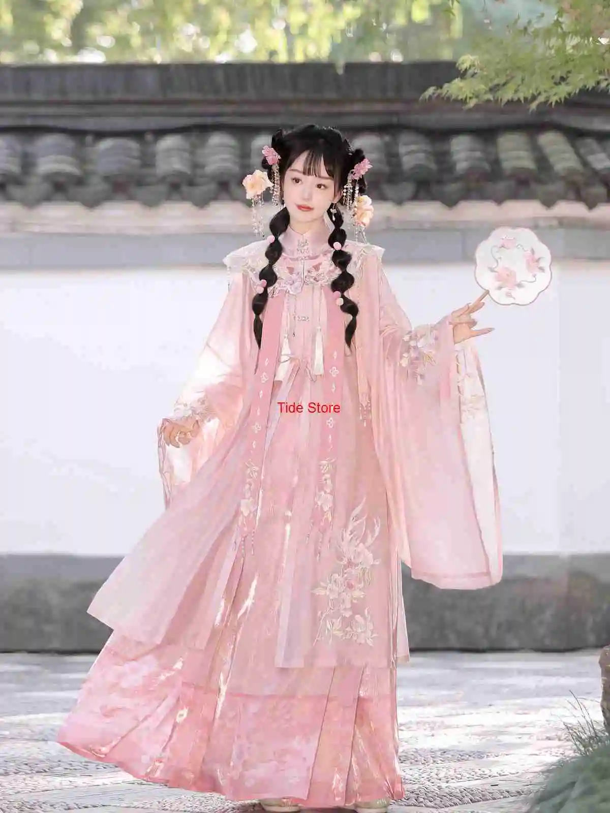 

Koi Fairy Hanfu for Women Ming Dynasty Embroidered Large Sleeve Shirt Mamian Skirt Cloud Shoulder Chinese Style Han Element