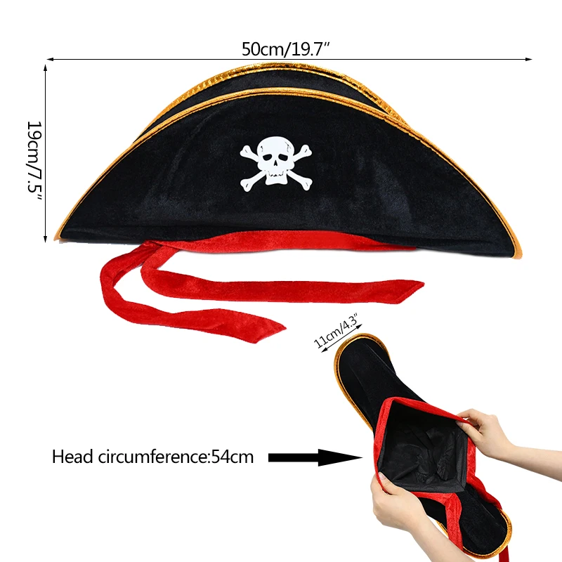 Halloween Red Streamer Pirate Hat Pirate Eye Patch Costume Special Effects Party Props Kids Favors Gift Toy Birthday Party Decor