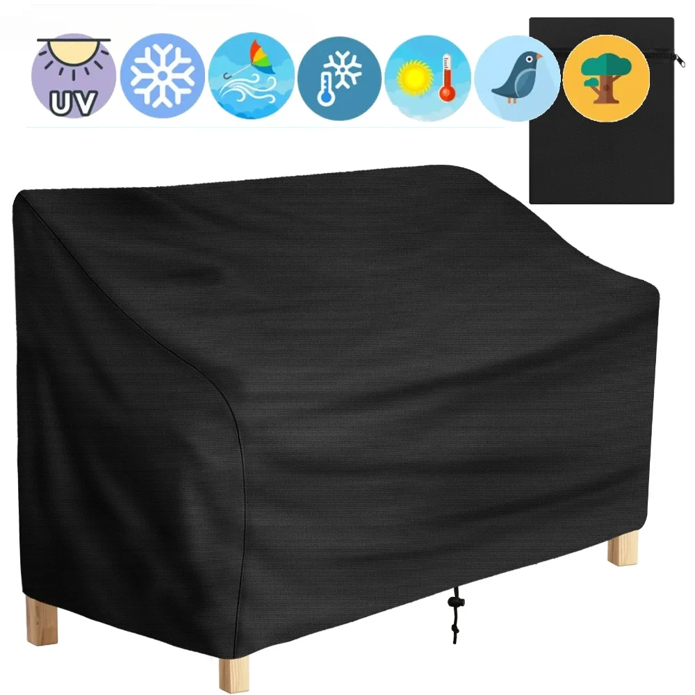 210D Oxford Patio Bench Covers Waterproof Long Chair Slipcovers Dustproof Fade-resistant Folding Seat Garden Furniture Protector