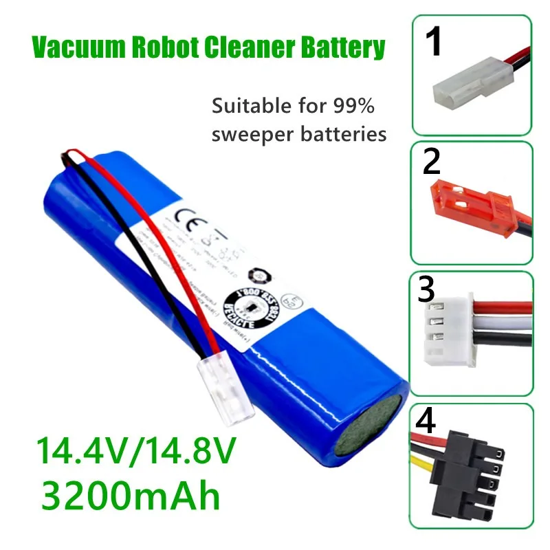 

14.4V/14.8V 3200mAh 18650 Lithium Battery 4S1P For ILIFE ZACO V3 Qihoo 360 S6 Philips XinBot Vacuum Robot Cleaner Battery 18650