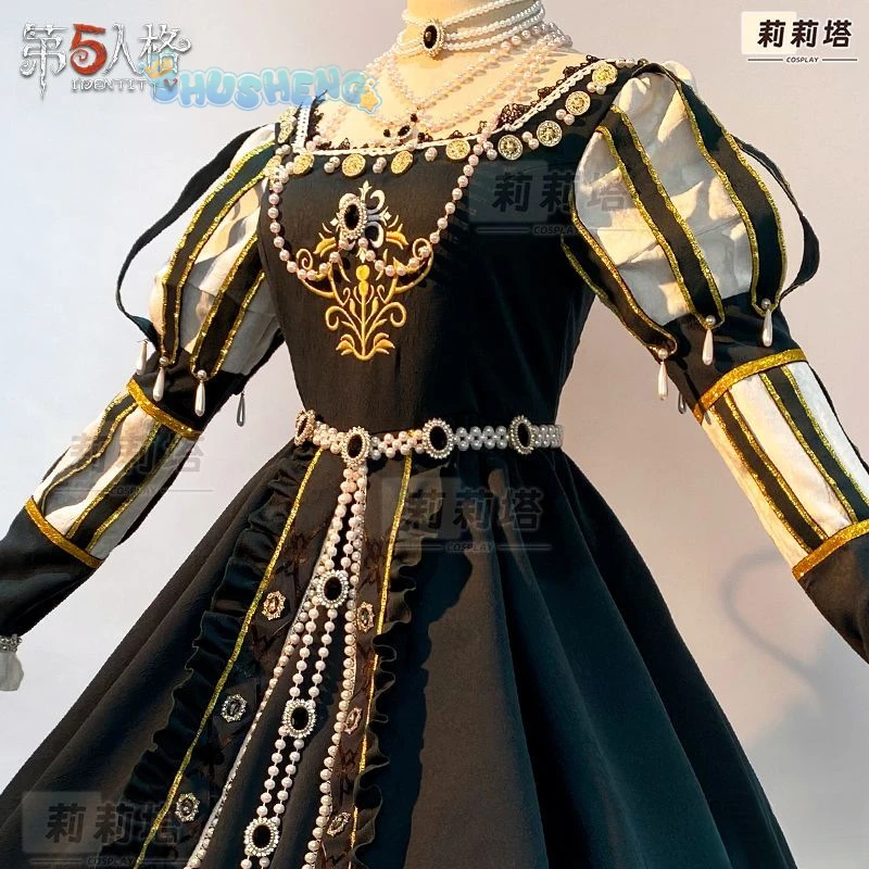 Alice Reporter Cosplay Costume, Jogo Identidade V Traje, Sapatos Acessórios, Adereços, Luvas, Colares, Festa de Halloween, Conjunto Completo, Vestidos Sexy