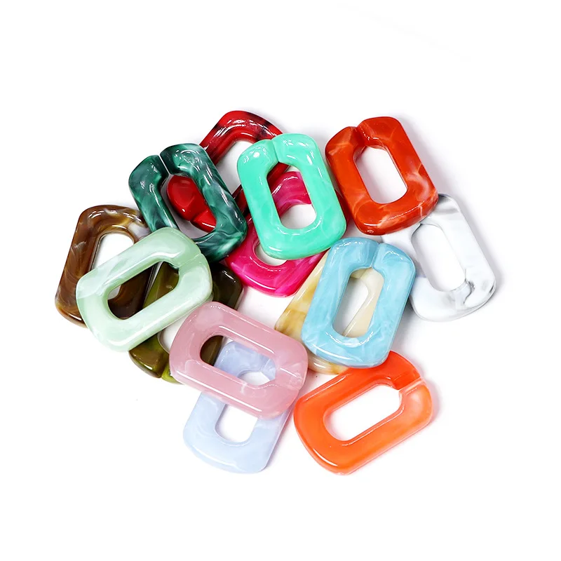 50pcs/lot Acrylic buckle beads 20*30mm Dark DIY Handbag Key Strap Glasses Chains Opening Loops Accessories Acrylic Chain N013 03