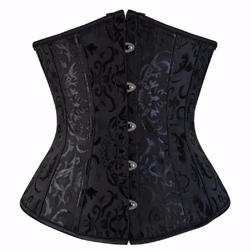 XXXS Size Women Gothic Sexy Satin Underbust Corset Bustier Waist Cincher Slimming Body Shaper Corselete Lingerie Party Clubwear