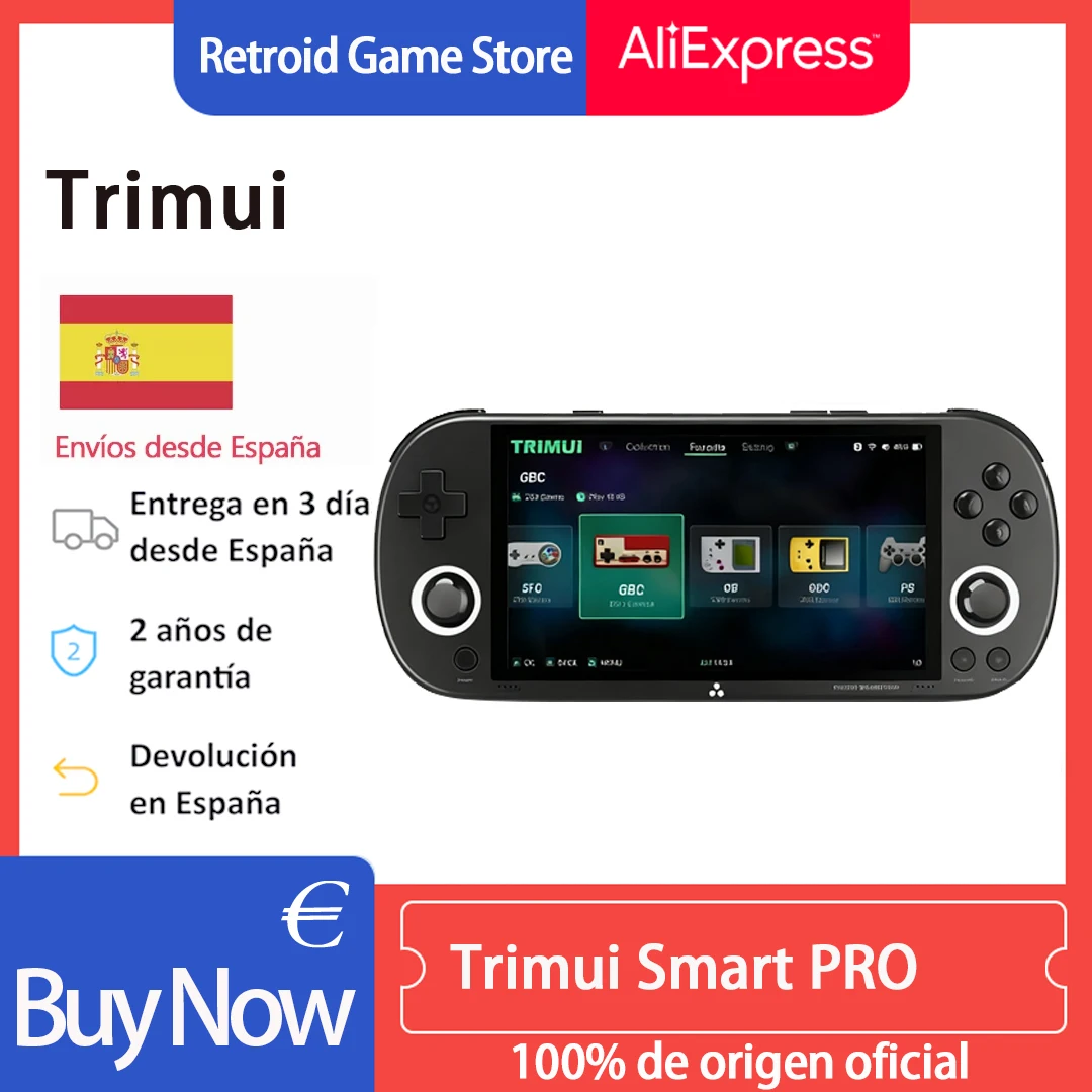 Trimui Smart Pro Console de jeu portable 4.96 ''écran IPS système Linux Joystick éclairage rvb Smartpro rétro lecteur de jeu vidéo cadeau