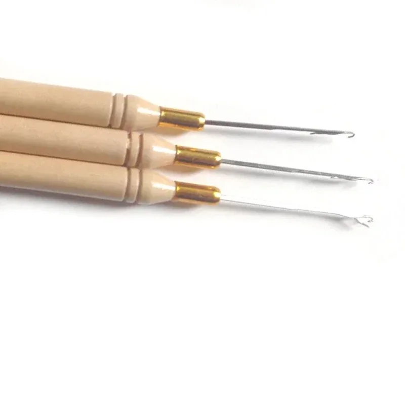 เครื่องมือร้อยผมแบบห่วงขนาดเล็ก 1 ชิ้น พร้อมเข็มดึง ใช้กับคีมและลูกปัดสำหรับต่อผมแท้และขนนก