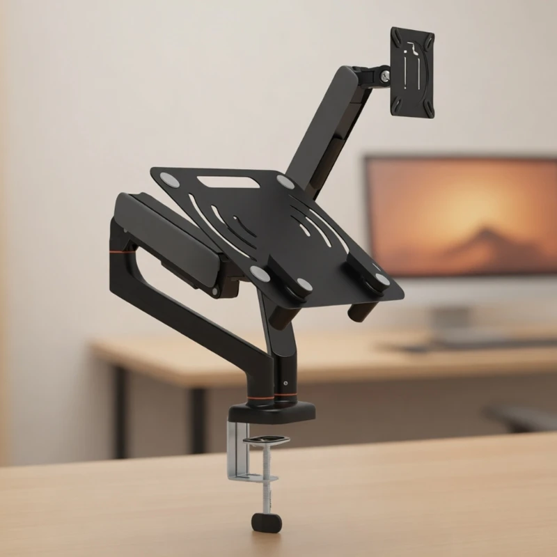 

Double Arm Monitor and Laptop Mount for Desk, Gas Spring Adjustable Stand for 13-32Inch Screens and 17.3Inch Laptops K1KF