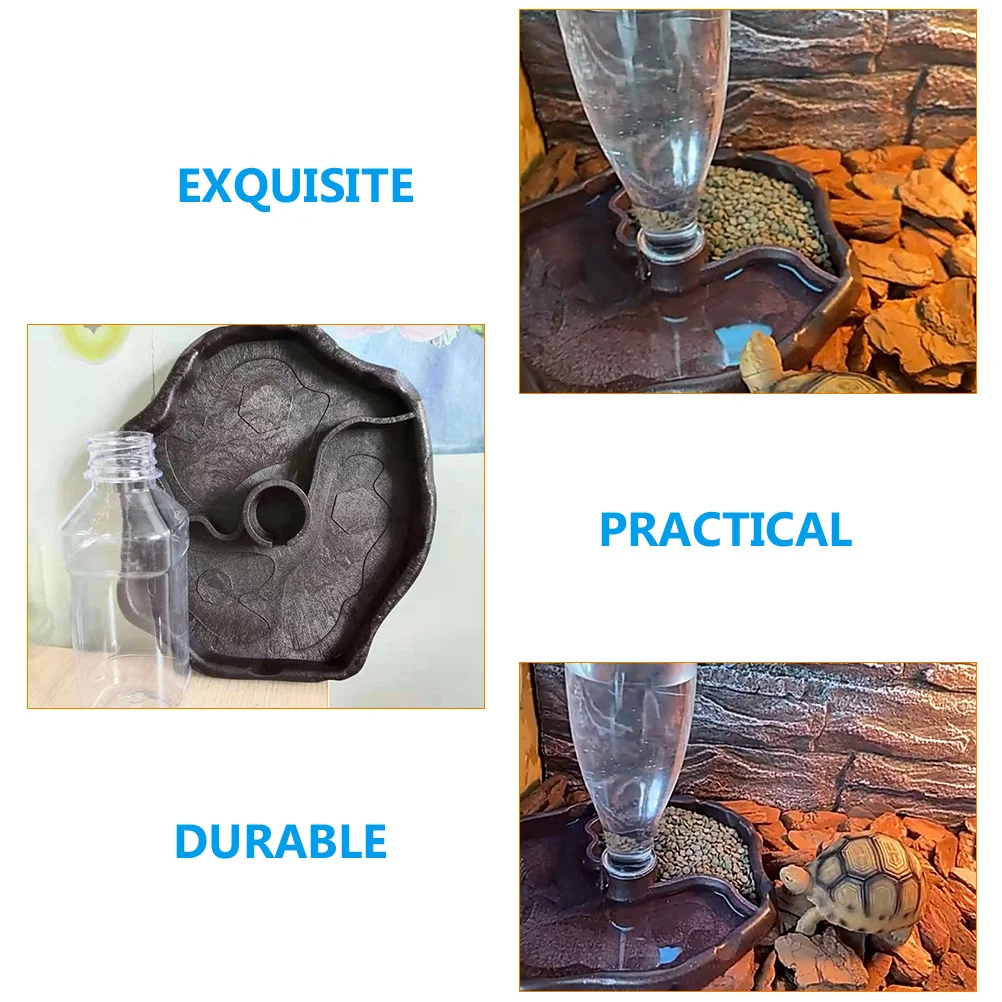 1 مجموعة وعاء مياه الزواحف موزع أوتوماتيكي مع مظهر طبيعي وعاء تغذية سطح أملس لخزان التنين الملتحي ليوبارد أبو بريص