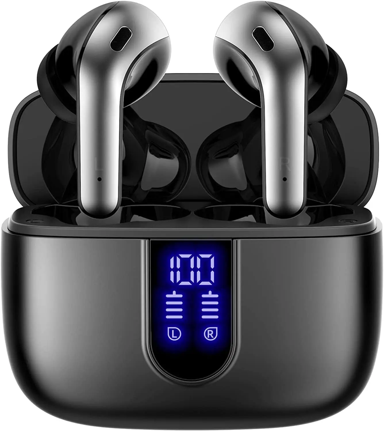 

Беспроводные наушники Bluetooth, 60 часов работы, LED-дисплей заряда, с беспроводным зарядным кейсом, защита от воды IPX5