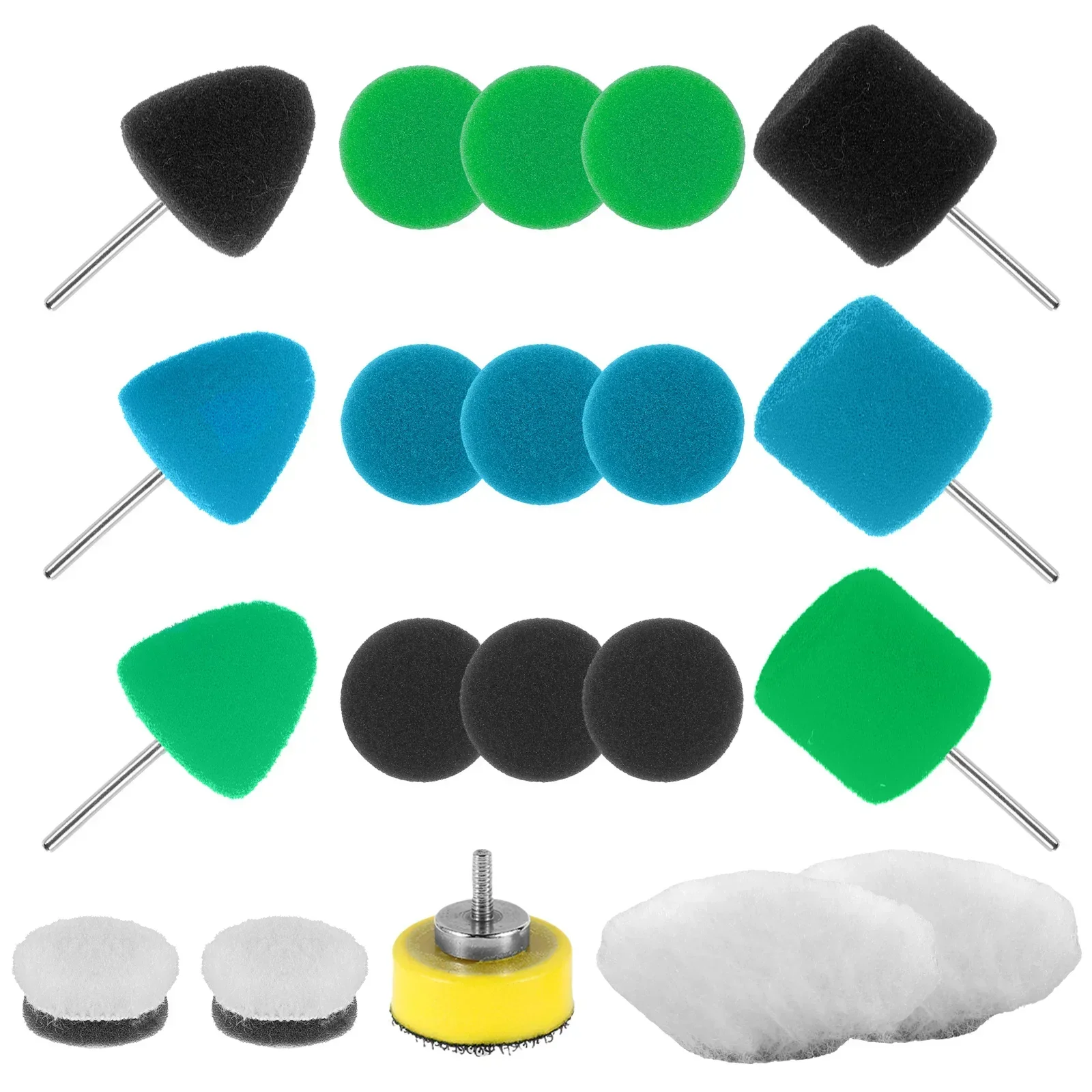 20Pcs 1inch Mini Buffing Polishing Pads Mini Detail Polishing Pads Set Wear-Resistant Sponge Wool Polisher Pads Car Detail Small