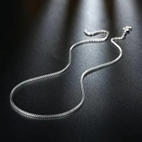 Hot Classic  Box Chain  Sterling Silver Necklace   for Women Man Fashion Party Jewelry Holiday Gift