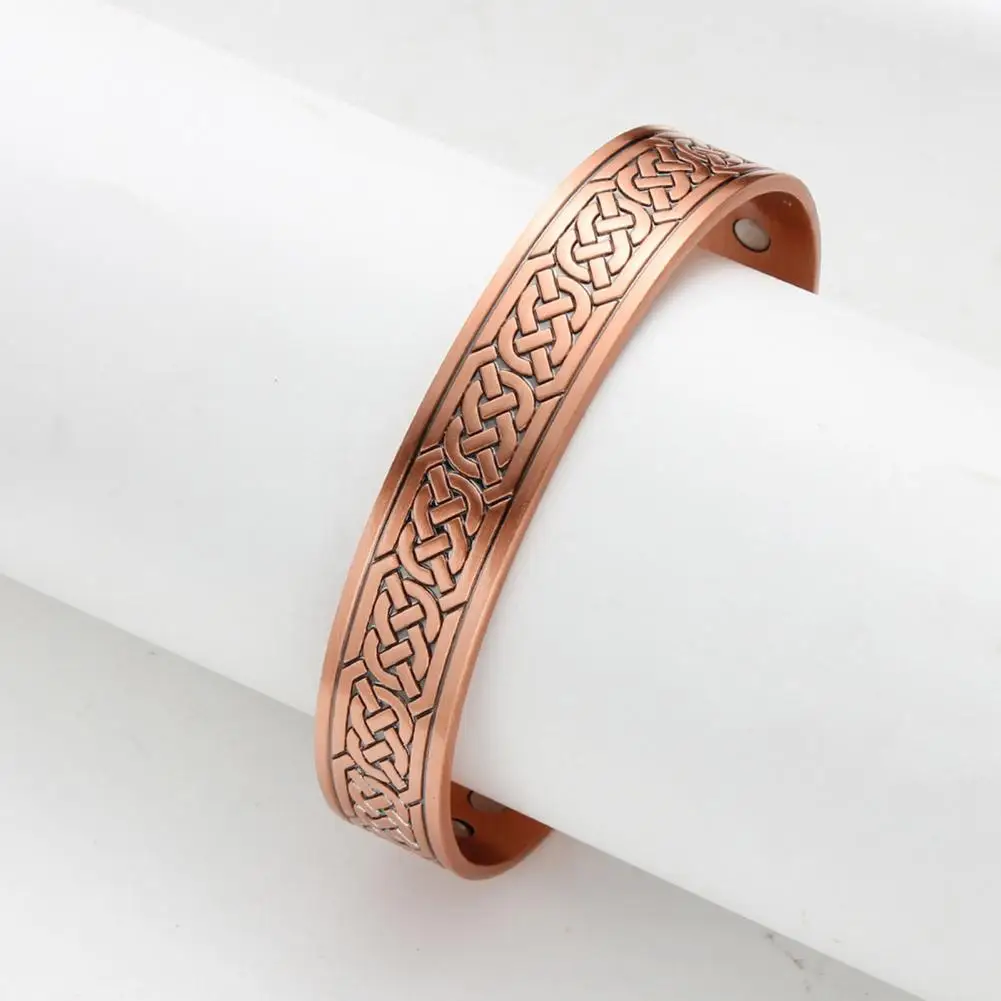 Men Wrist Size Adjustable Bracelet Retro Engraved Copper Men's Magnet Bracelet Adjustable Circumference Lightweight for Positive