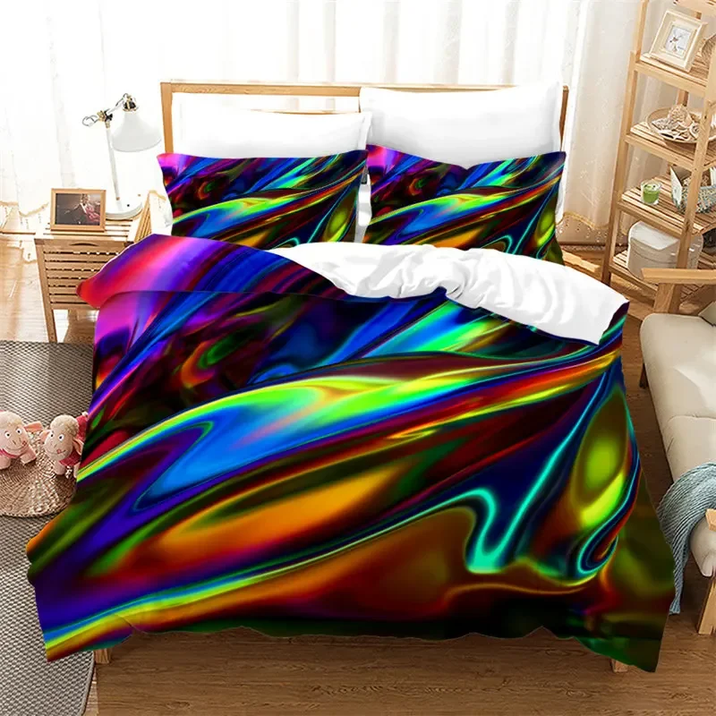 Colorful Geometric Duvet Cover Psychedelic Pattern Bedding Set Abstract Art Comforter Cover Twin For Boys Girls Kids Teen Decor