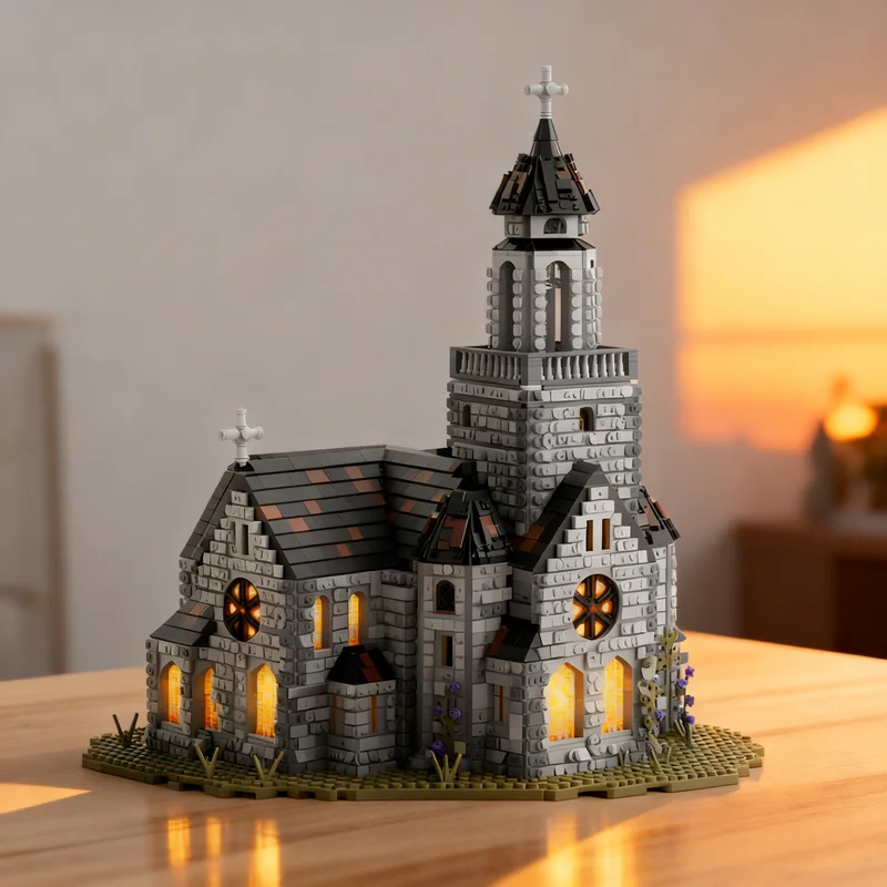 

6575pcs MOC Medieval Cathedral Castle Kingdoms Model Building Blocks DIY Gift Creative Collectible Display Decor Premium Adult