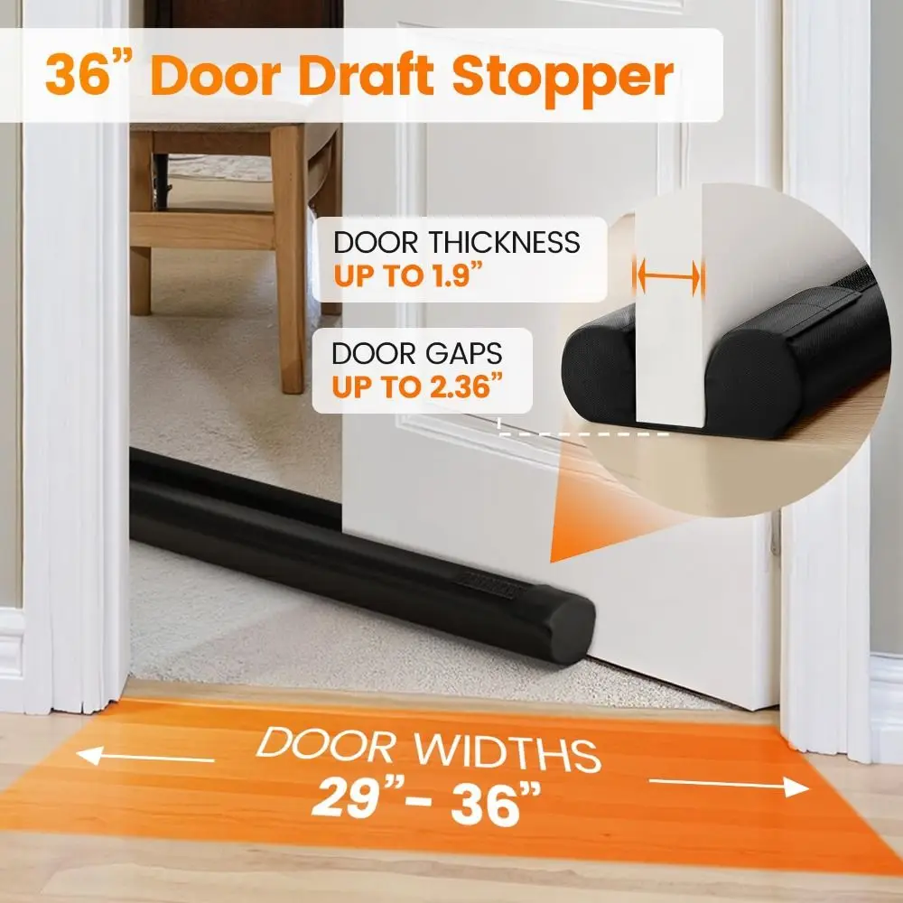 Adjustable Door Draft Stopper Soundproof Dustproof Construction Draft Stopper for Bottom of Door 0.9m Insect Resistant