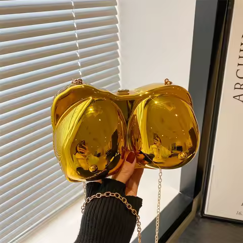 Funny Acrylic Bag For Women Silver Gold Dinner Bag Female Small Shoulder Bag
