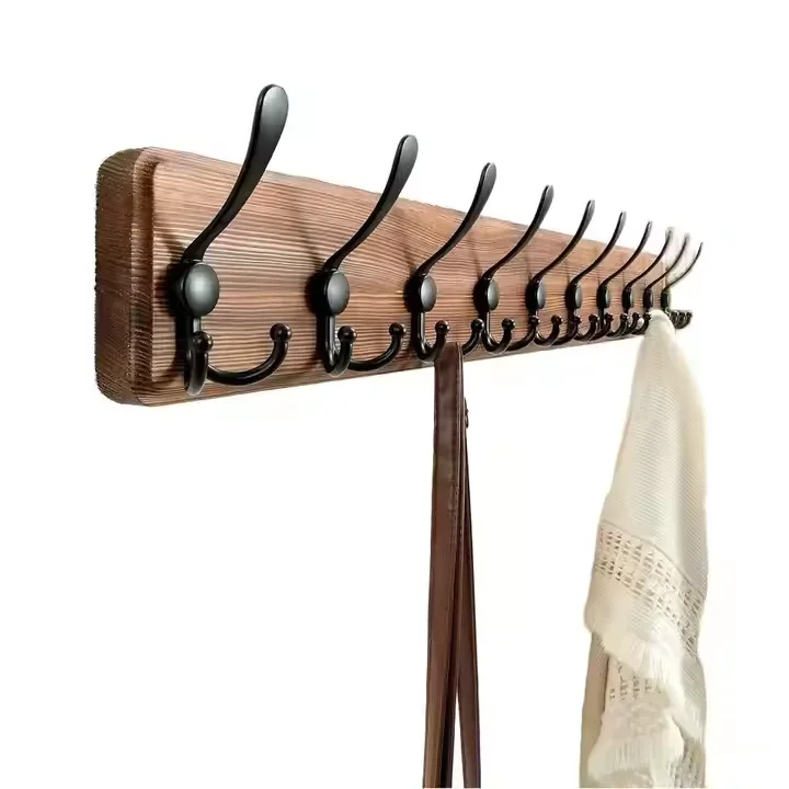 Factory Direct Rustic Style Wooden Wall Mounted Coat Rack Single Tier Living Room Clothes Display Rack