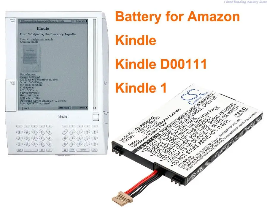 OrangeYu 1200mAh Battery 170-1001-00, A00100, BA1001 for Amazo n Kindle, Kindle D00111, Kindle 1, Kindle 1st