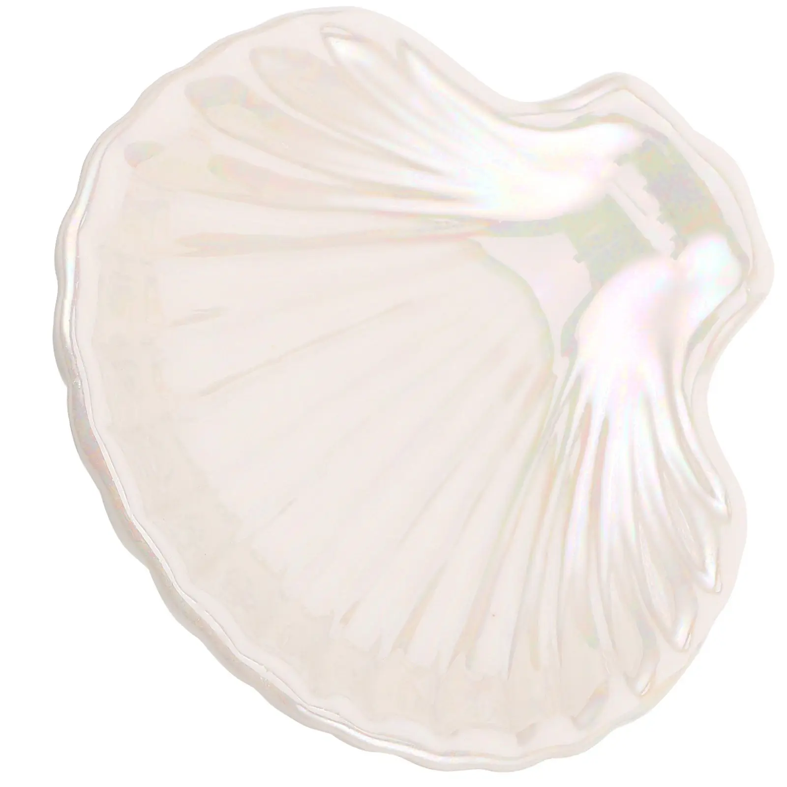 

Seashell Pearl Glazed Ceramic Jewelry Tray Unique Shell Shape Elegant Ring Earring Holder Decorative Trinket Dish Vanity Bedside