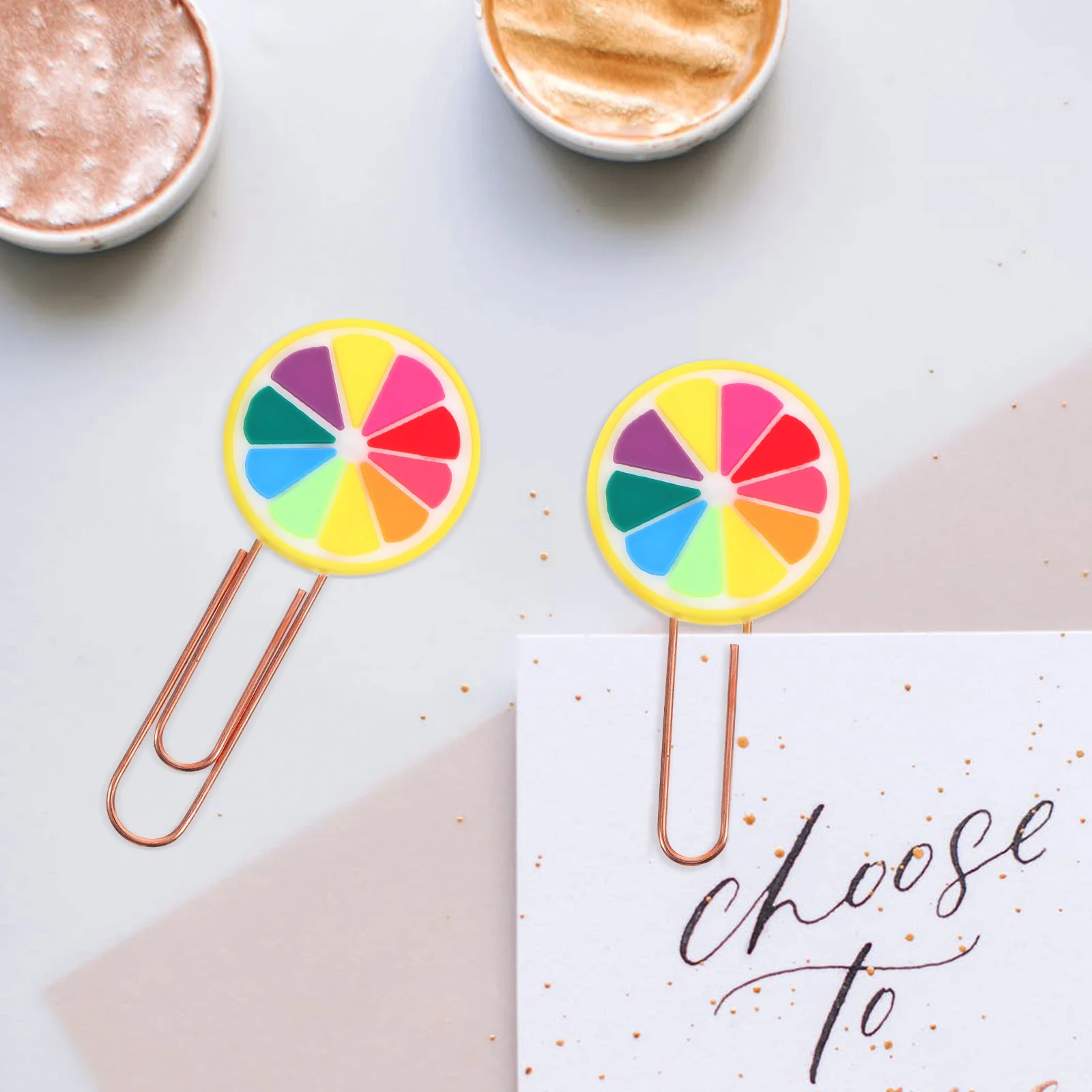 20pcs Fruit Bookmarks Metal Pvc Paper Clips Small Unique Shaped For Office School File Document Clips Creative Reading