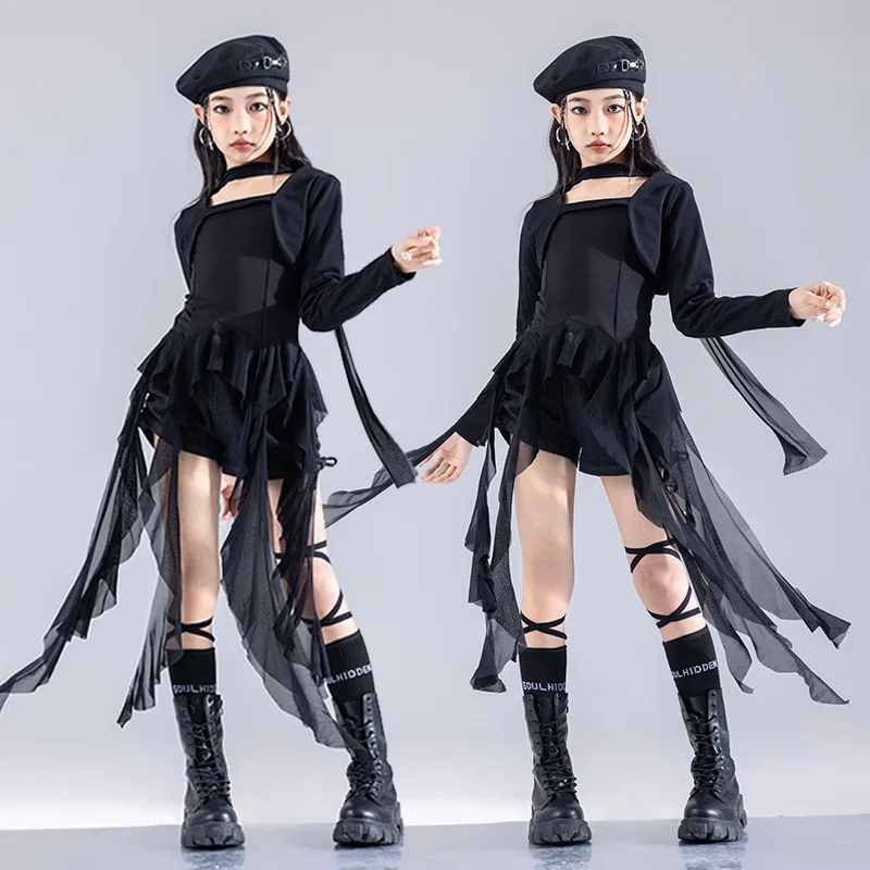 Hip Hop Girls Kpop Ribbon Halter Top Street Dance Drawstring Hot Shorts Kids Waistcoat Clothes Sets Children Jazz Stage Costumes