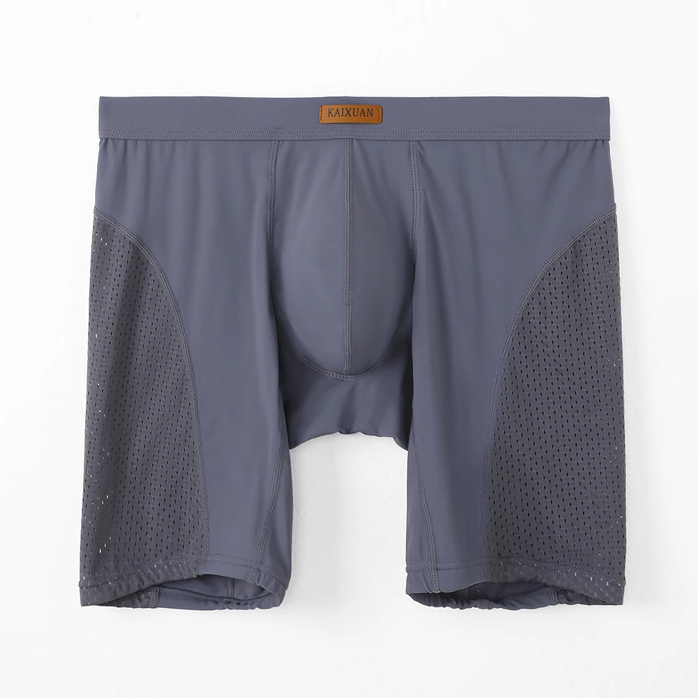 Herren Eisseide Lange Sportunterwäsche mit Anti-Reibungs-Effekt, Atmungsaktive Mesh-Boxershorts mit Separatem Beutel für Fitness und Gym