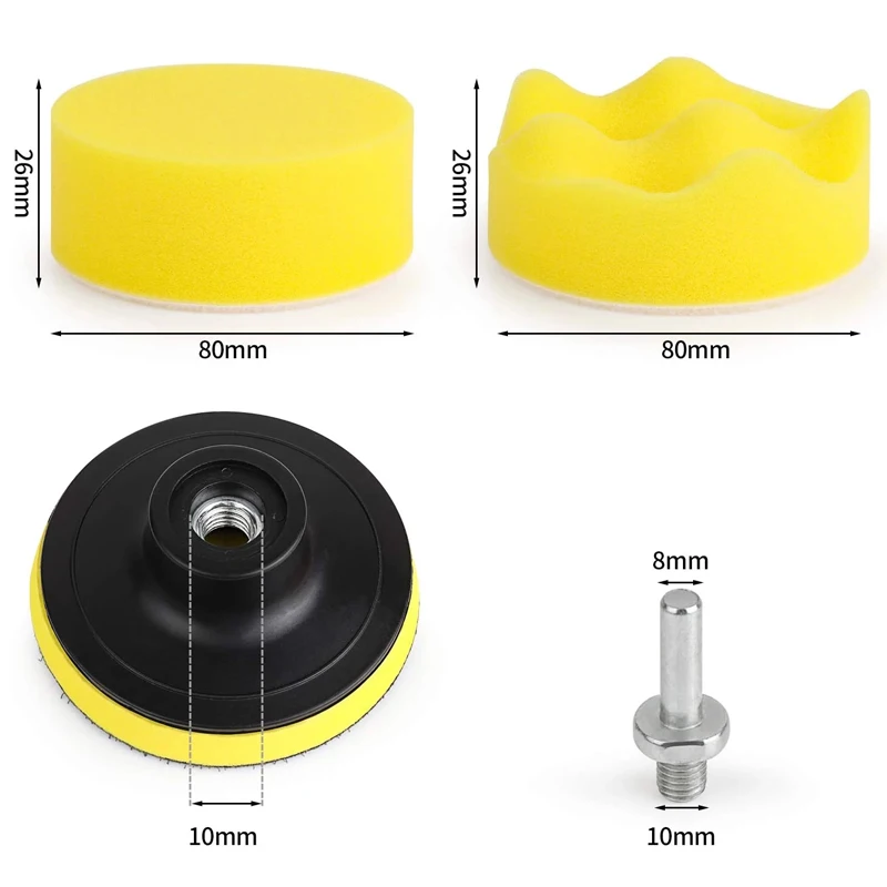 3Inch Car Polishing Disc Self-Adhesive Buffing Waxing Sponge Wool Wheel Polishing Pad for Car Polisher Drill Adapter