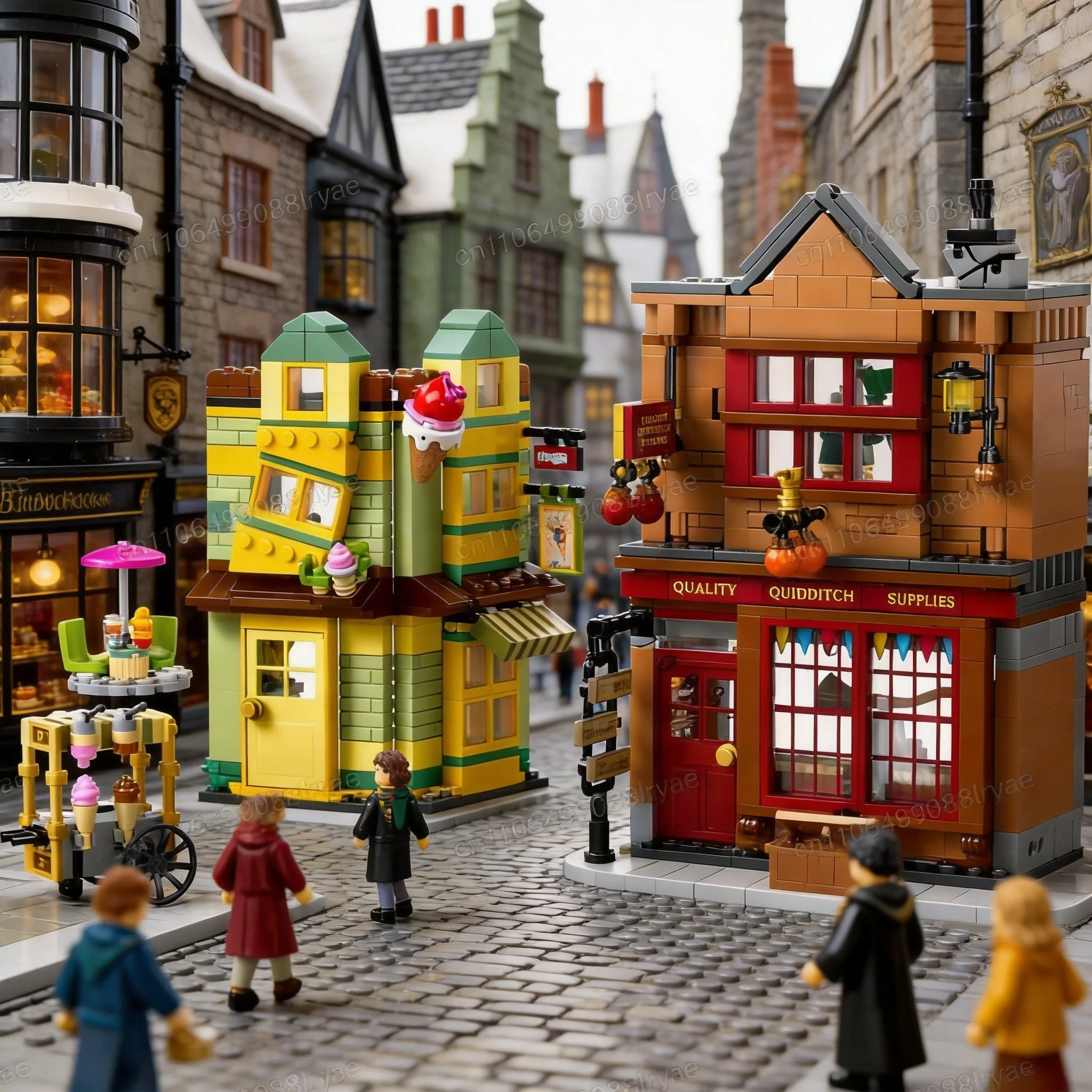 

795 particles new Quidditch boutique and Ice cream shop building set magic copy toy adult birthday Christmas gift