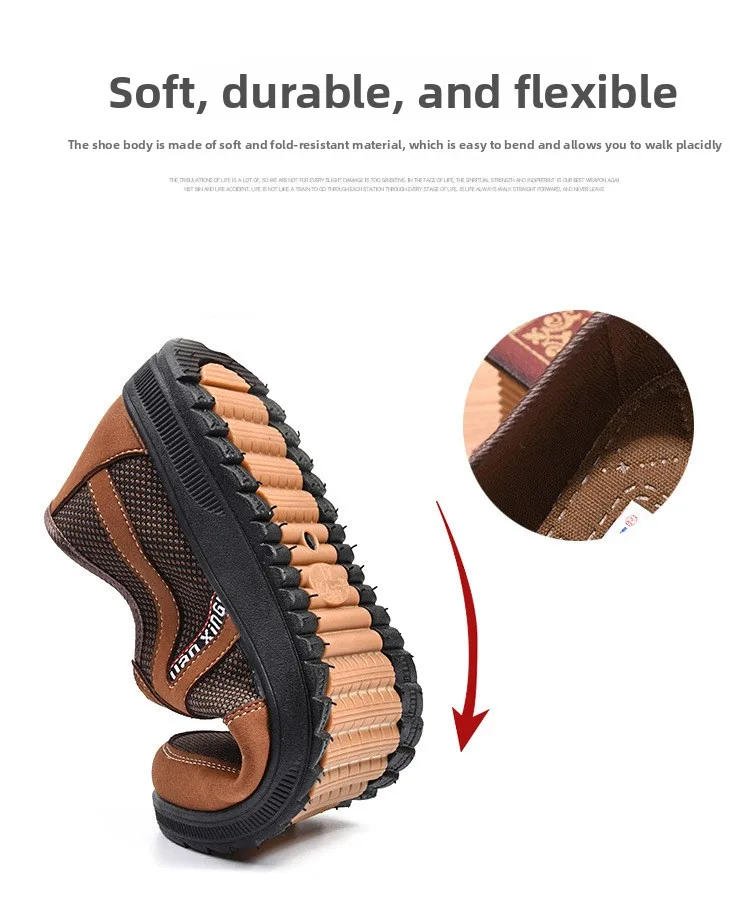 Herren Mesh Freizeitschuhe mit Elastischem Riemen, Weicher Gummisohle, Rutschfest, Atmungsaktiv, für Gehen, Arbeiten und Autofahren – Detail 8