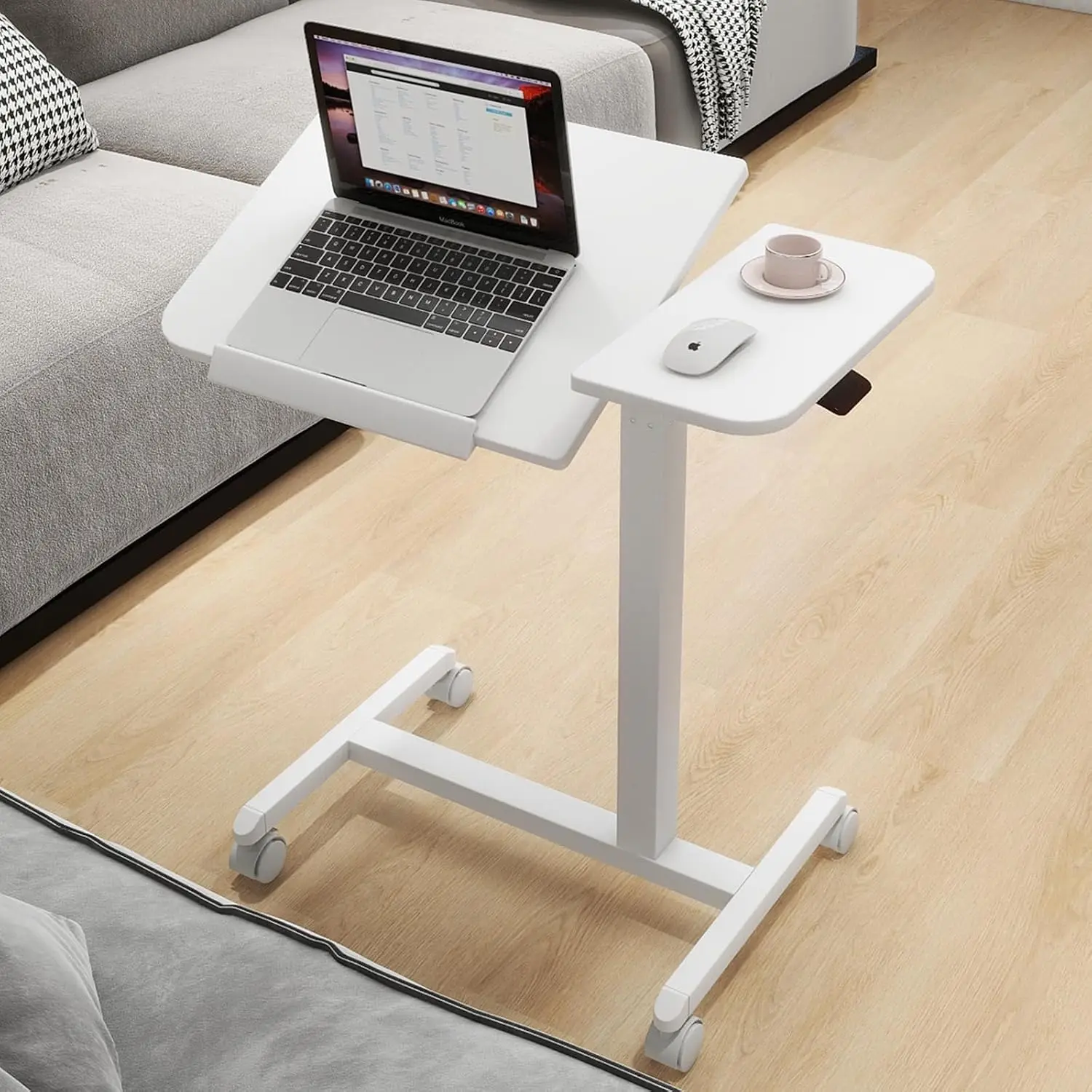 Adjustable Overbed Table Tilting Laptop Desk Split Standing Desk | Mobile Tilting Laptop Desk & Rolling Computer Cart, End Table