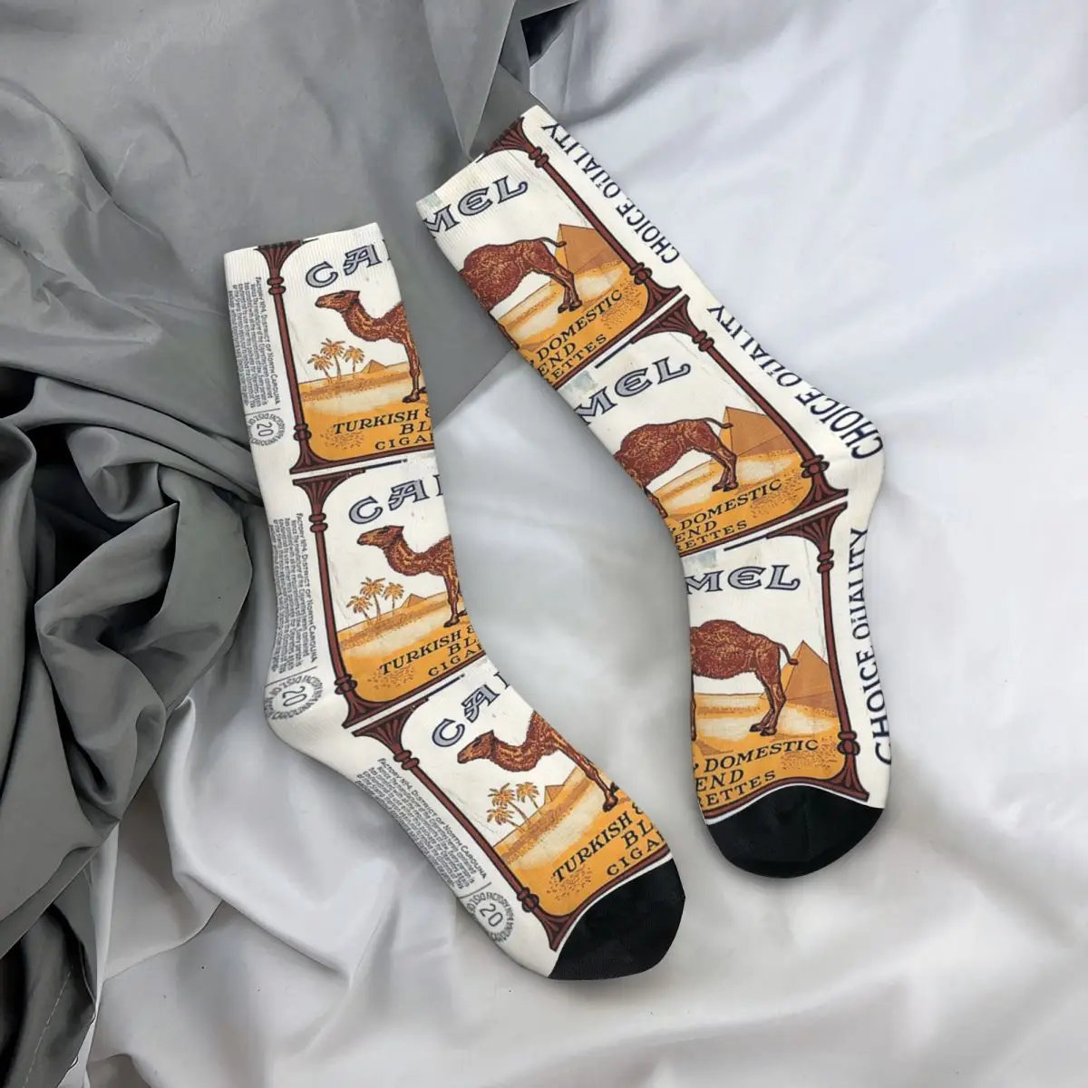 

All Seasons Crew Stockings Vintage Camel Cigarette Pack Socks Casual Long Socks Accessories for Men Women Christmas Gifts