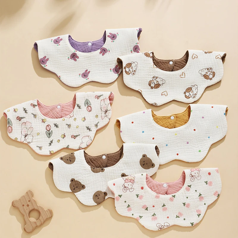 Waterproof Baby Feeding Drool Bib Infants Two-sided Usable Saliva Towel Soft Cotton Burp Cloth For Newborn Toddler Kids Bibs