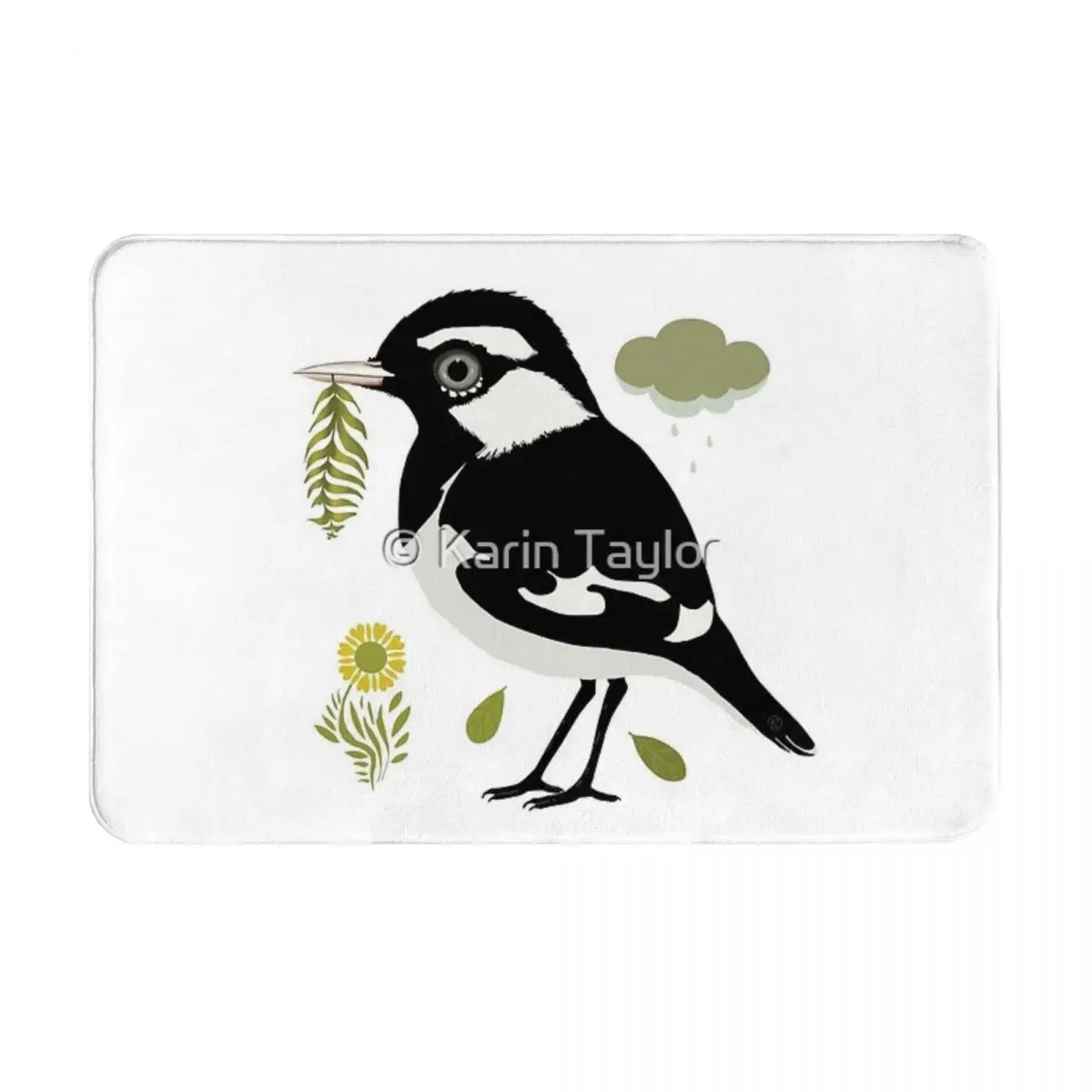 Magpie Lark Facecloth Non-Slip Floor Mat BathroomThick And Comfortable, Durable Foot Mats