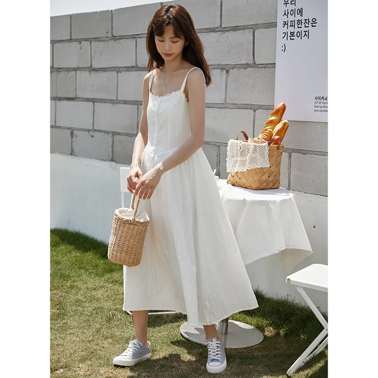 French Fairy Little White Skirt for Women 2024 Spring and Summer New Style Gentle Girl Inner Strap Skirt Dress