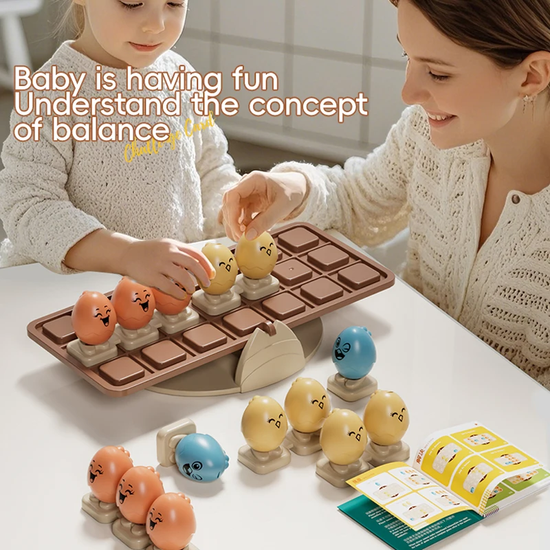 

Cute Egg Balance Children Math Toys Balancing Board Game Parent-child Interaction Tabletop Balance Game Toy Gift for Kids ﻿