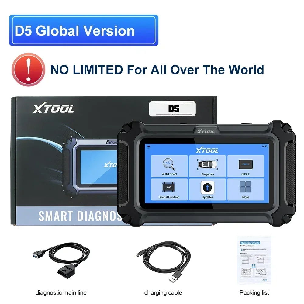 XTOOL D5 OBD2 Auto Diagnostisch Hulpmiddel Auto VIN Automotive Scanner OLIE Reset Injector Code Ingebouwde FCA/CANFD Levenslange Gratis Update