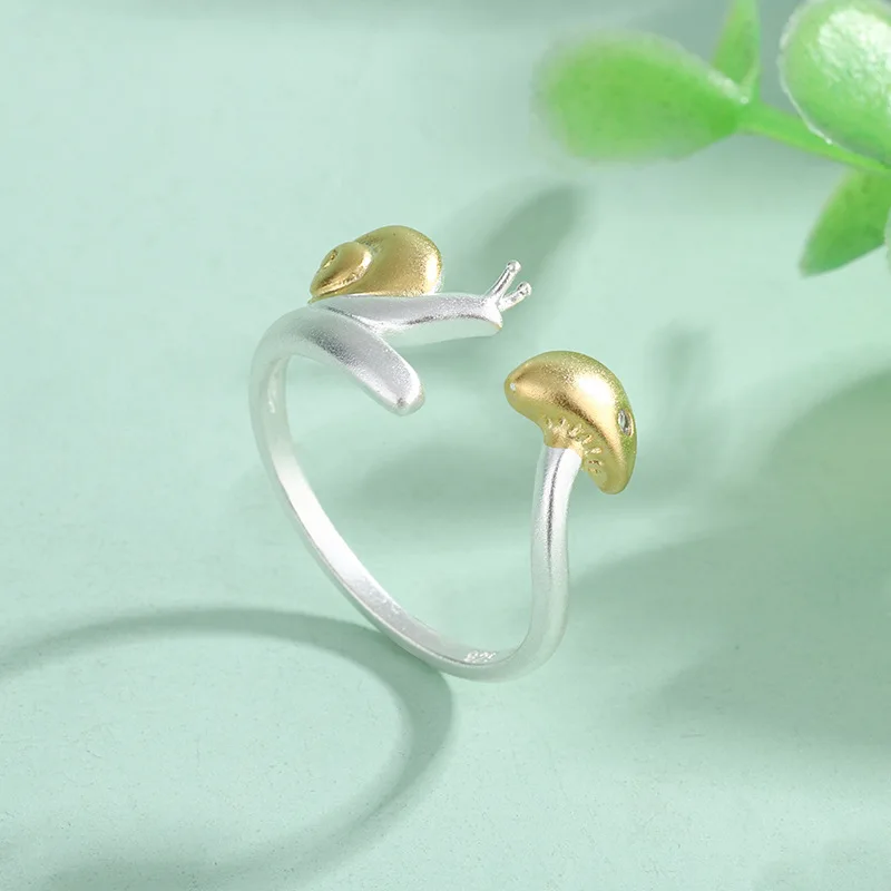 Kreative Nette Sandstrahlen Schnecke 925 Sterling Silber Schmuck Temperament Cartoon Persönlichkeit Beliebte Öffnung Ringe R303