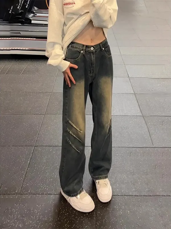 

Мужские джинсы Cleanfit Vintage Blue Pleated Denim: весенне-осенние, зауженные, прямые, в стиле ретро, с эффектом потертости