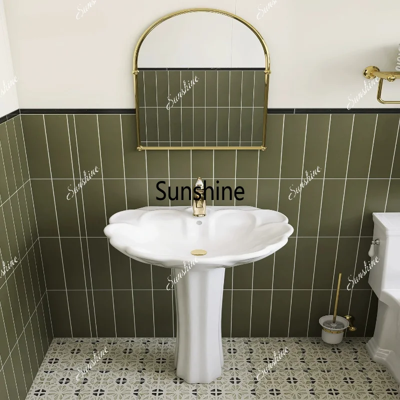 

Retro column basin household integrated ceramic small apartment floor-to-ceiling balcony