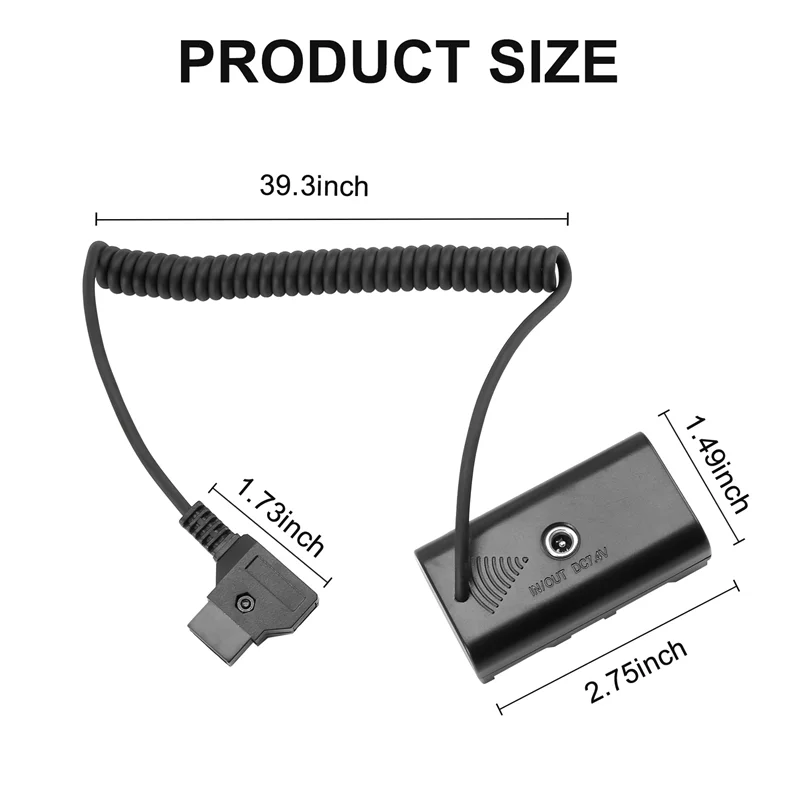 Power Adapter Cable for D-Tap Connector to NP-F Dummy Battery NP F550 F570 F770 NP F970