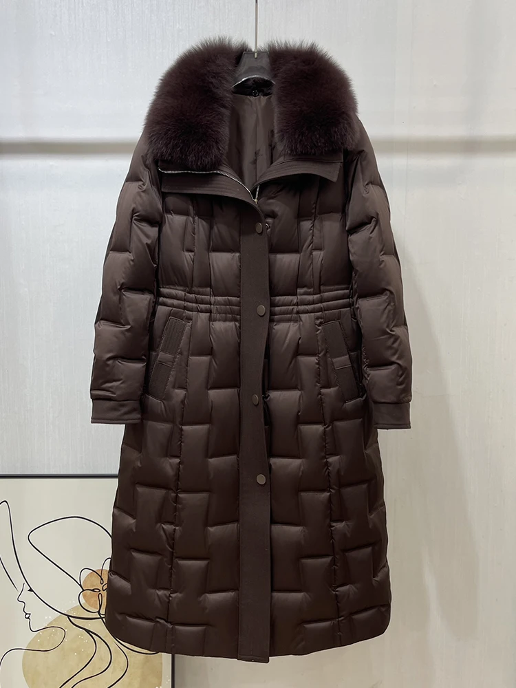 

Winter Warm Women Goose Down Jackets Real Natural Real Fox Fur Collar Puffer Jackets Thick Female Outwear Coats Hot Sale