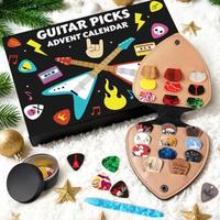 Guitar Picks Countdown Calendar with 20 Guitar Picks & 2 Oud Picks Holder Xmas Advent Calendars for Guitar Bass Ukulele Players