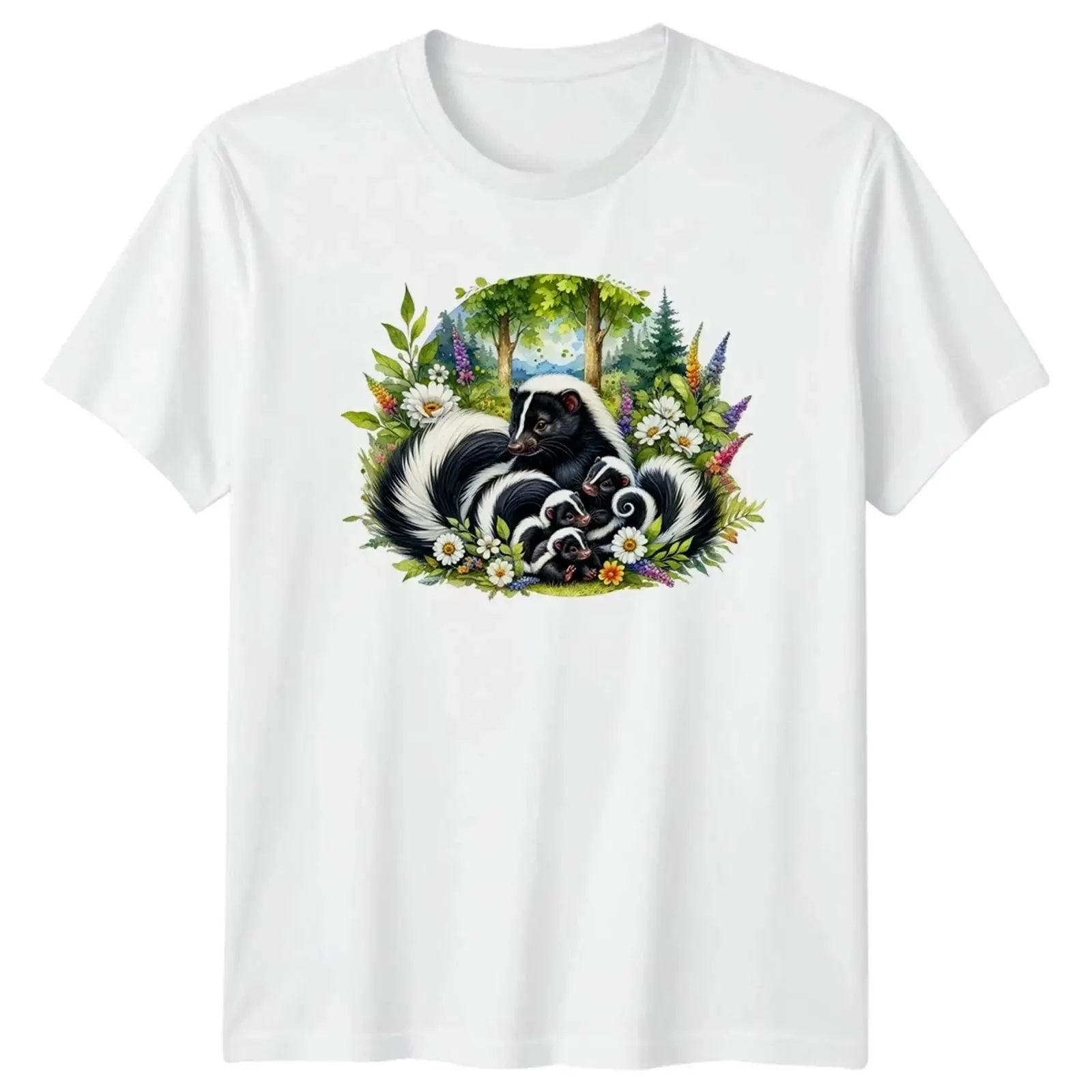 Skunk Family T Shirt Skunks Wildlife vintage Washed Soft Stretched Slightly Breathable homme Comfortable fashion Versatile