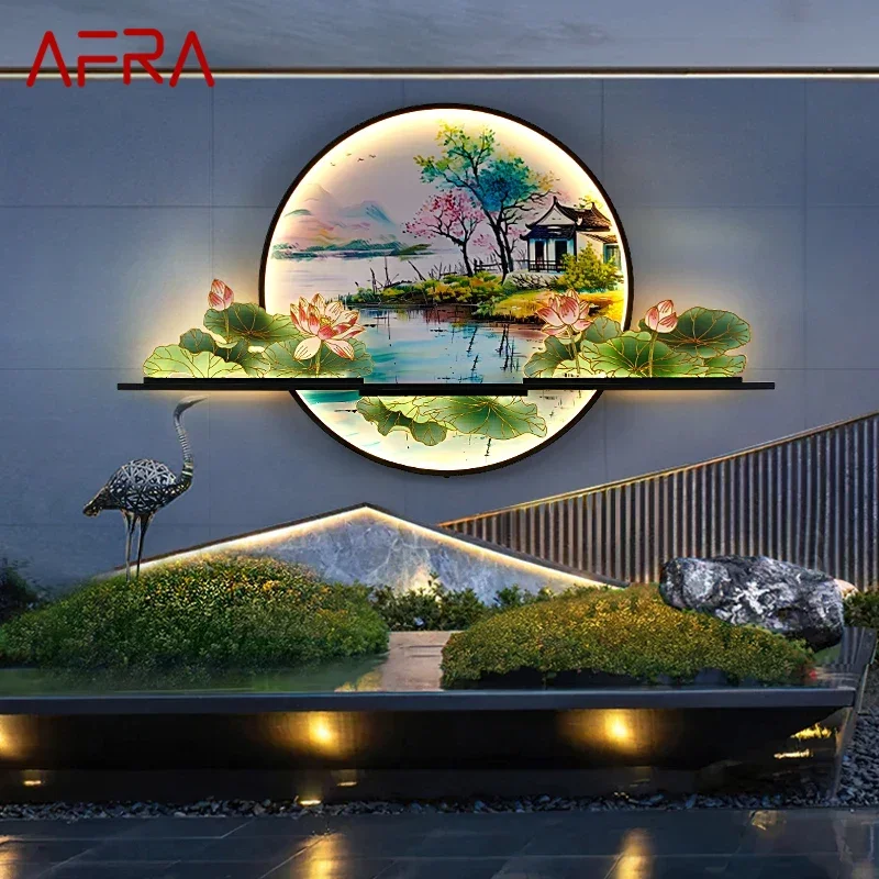 

AFRA Outdoor Mural Lamp LED Creative Circular Landscape Waterproof Mural Outdoor Villa Courtyard Garden Decoration Painting