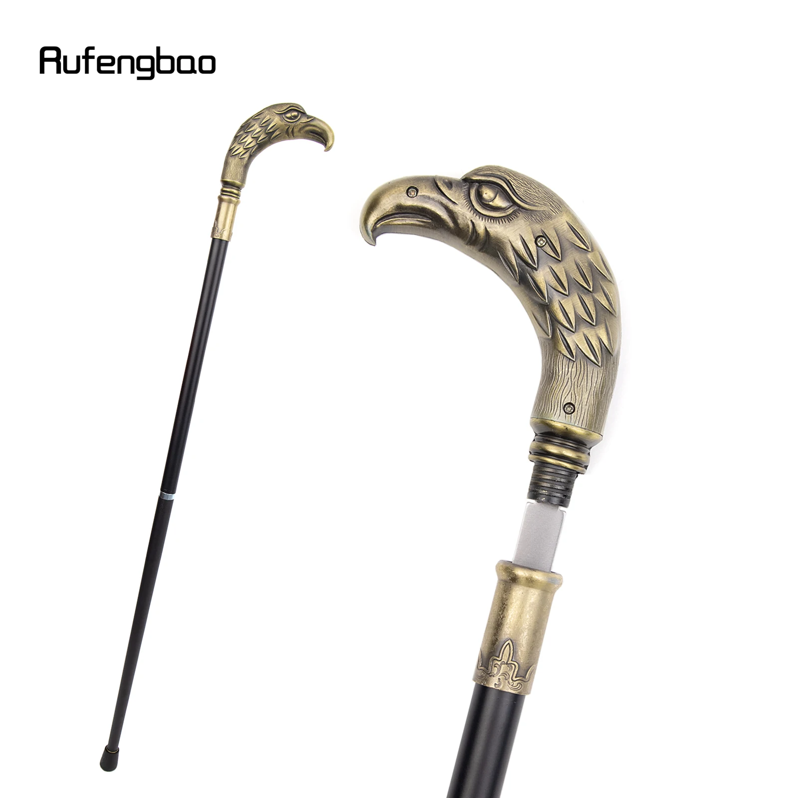 

Coppery Long Head Eagle Handle Luxury Walking Stick with Hidden Plate Self Defense Fashion Cane Plate Cosplay Crosier Stick 90cm