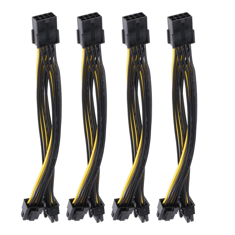 4Pcs 8 Pin PCI Express To Dual PCIE 6+2 Pin PCI-E Power Cable 18AWG For GPU Power Supply Breakout Board For Mining