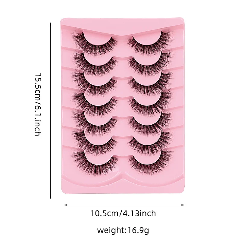 7 Paar natürliche, flauschige 3D-Stereo-Wimpern, leicht und bequem, Frittier-Haarsimulation für einen verbesserten Blick