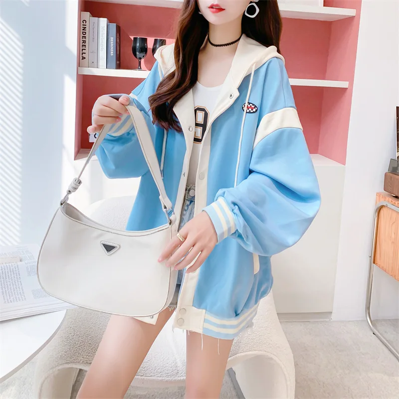 2025 Spring Autumn New Cardigan thin full slevee Casual Hoodie Women Outerwear Loose Popular Hooded jacket loose zip up top