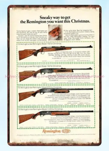 wall art 1964 fiream REMINGTON Deluxe Grade Rifle gun metal tin sign